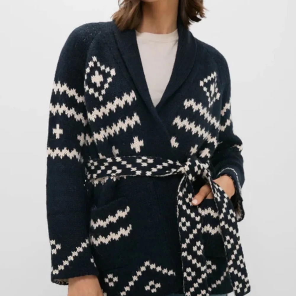 THE GREAT. Black and Cream Patterned Cardigan - Picture 8 of 8